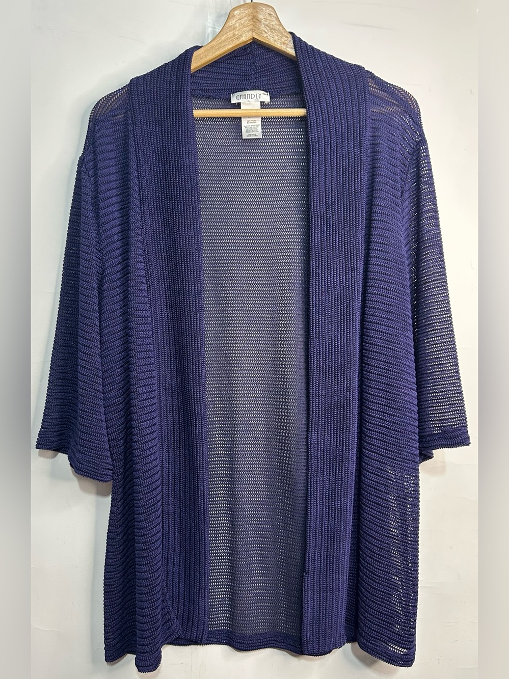 Chandly Navy Open Front Traveler Cardigan 3X